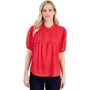 Nautica Womens Polka Dot Peasant Blouse, NWT